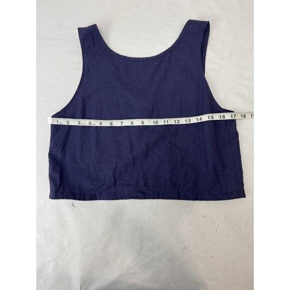 Linen Crop Top Split Back Sleeveless Whimsigoth Goth Rare Purple Medium - Picture 5 of 7